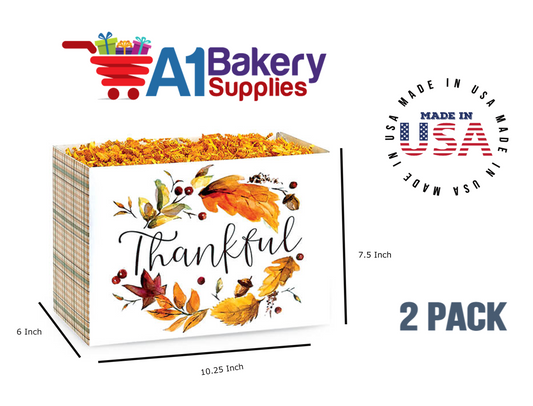 Thankful Plaid Basket Box, Theme Gift Box, Large 10.25 (Length) x 6 (Width) x 7.5 (Height), 2 Pack