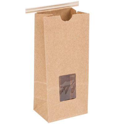 Kraft 1 Lb. Tin Tie Bakery Bag w/ Square Window - 50 Pack by Premium Tin Ties