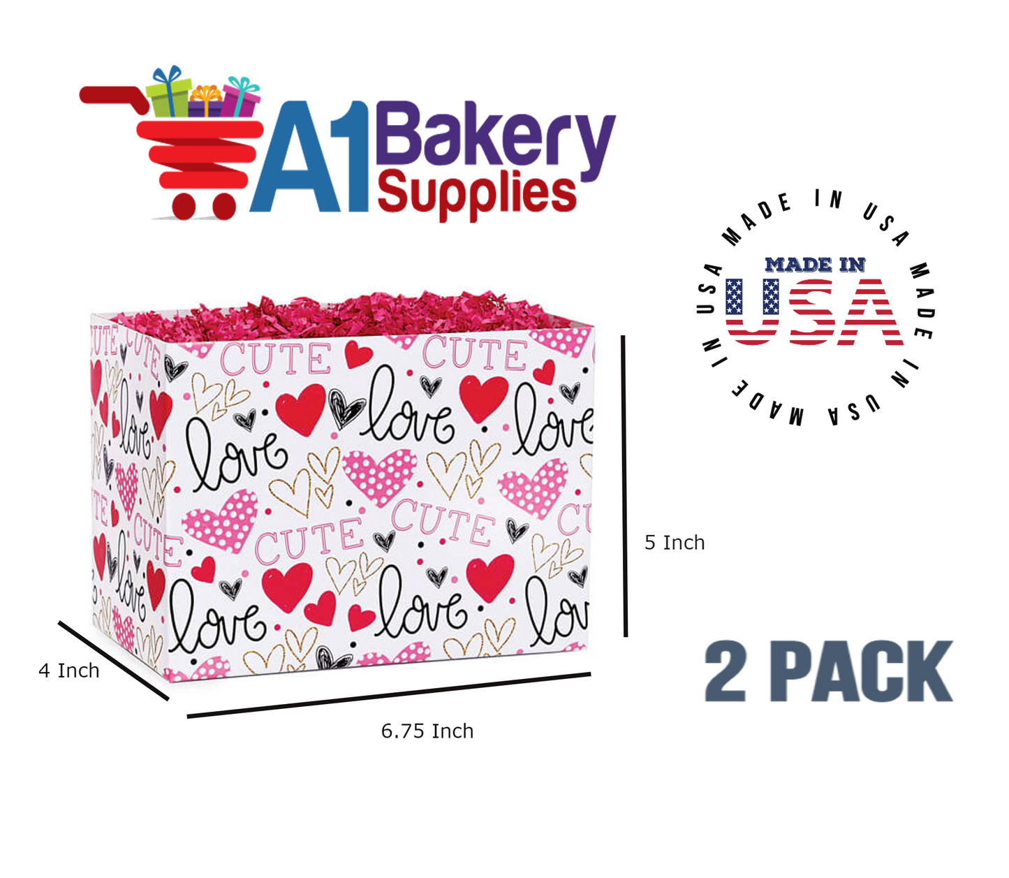 Too Cute Basket Box, Theme Gift Box, Small 6.75 (Length) x 4 (Width) x 5 (Height), 2 Pack