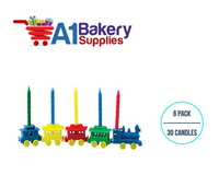 A1BakerySupplies Train Candleholder Sets 6 pack for Birthday Cake Decorations and Anniversary