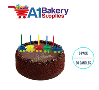 A1BakerySupplies Train Candleholder Sets 6 pack for Birthday Cake Decorations and Anniversary