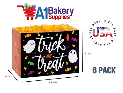 Trick or Treat Basket Box, Theme Gift Box, Small 6.75 (Length) x 4 (Width) x 5 (Height), 6 Pack