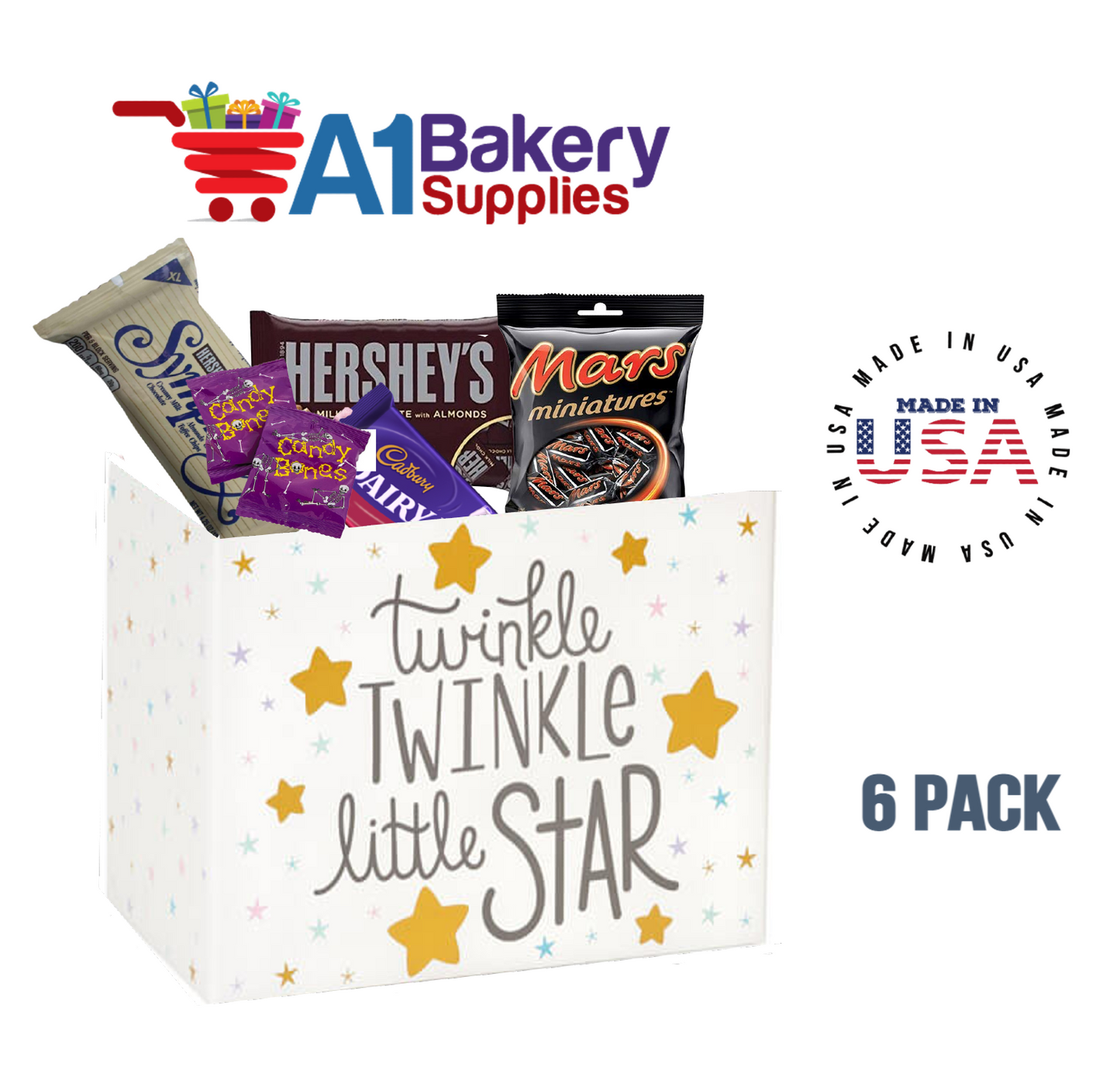 Twinkle Little Star Basket Box, Theme Gift Box, Large 10.25 (Length) x 6 (Width) x 7.5 (Height), 6 Pack