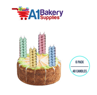A1BakerySupplies Twister Candles - Pastel Colors 6 pack for Birthday Cake Decorations and Anniversary