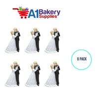 A1BakerySupplies Waltzing Porcelain Couple-Black Coat 6 pack Wedding Accessories for Birthday Cake Decorations and Marriages