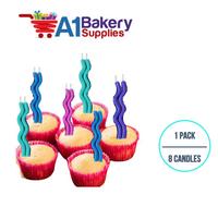 A1BakerySupplies Wavy Birthday Candles-Cool Pastels 1 pack for Birthday Cake Decorations and Anniversary