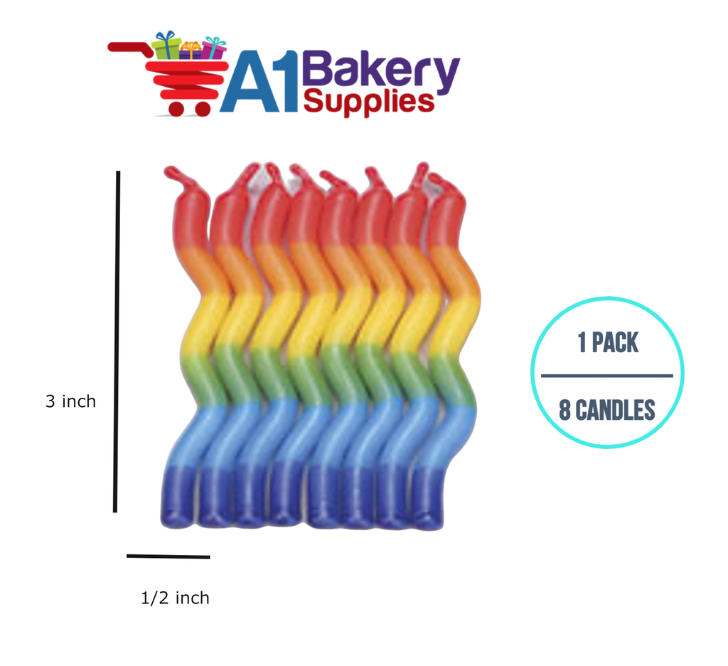 A1BakerySupplies Wavy Birthday Candles-Tye-Dye Colors 1 pack for Birthday Cake Decorations and Anniversary