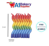 A1BakerySupplies Wavy Birthday Candles-Tye-Dye Colors 6 pack for Birthday Cake Decorations and Anniversary