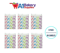 A1BakerySupplies White Dots Asst. Candles 6 pack for Birthday Cake Decorations and Anniversary