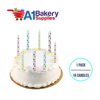 A1BakerySupplies White Dots Asst. Candles 1 pack for Birthday Cake Decorations and Anniversary