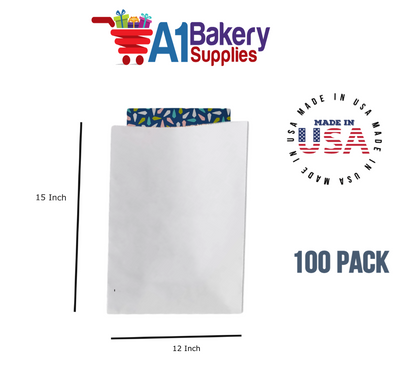 White Flat Merchandise Bags, Small, 100 Pack - 12"x15"