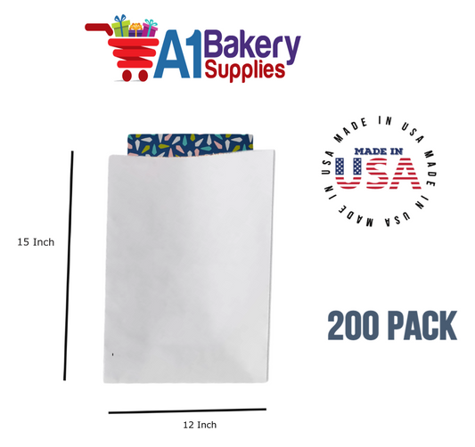White Flat Merchandise Bags, Medium, 200 Pack - 12"x15"