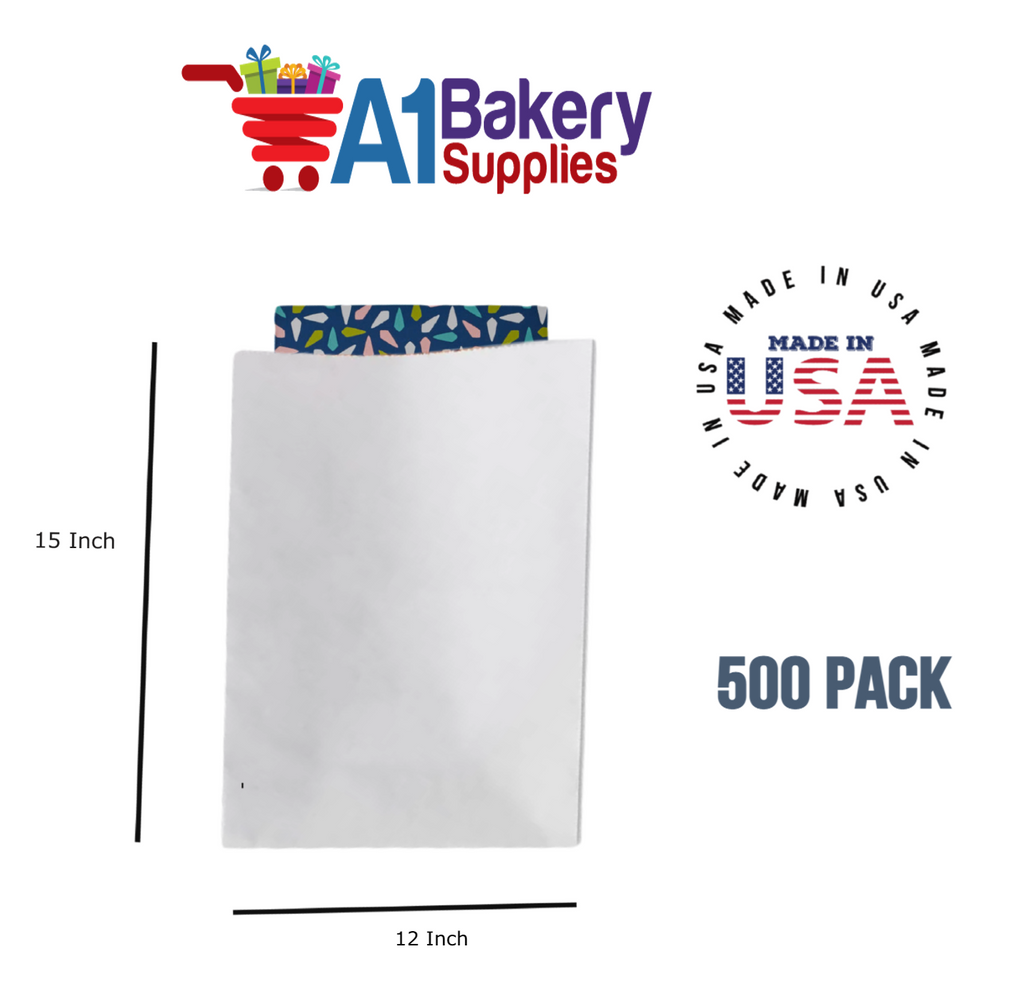 White Flat Merchandise Bags, Medium, 500 Pack - 12"x15"
