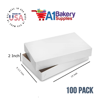 White Apparel Box for Men Shirts Gift Wrap Packaging Boxes, 15 x 9 1/2 x 2" - 100 Pack, Large