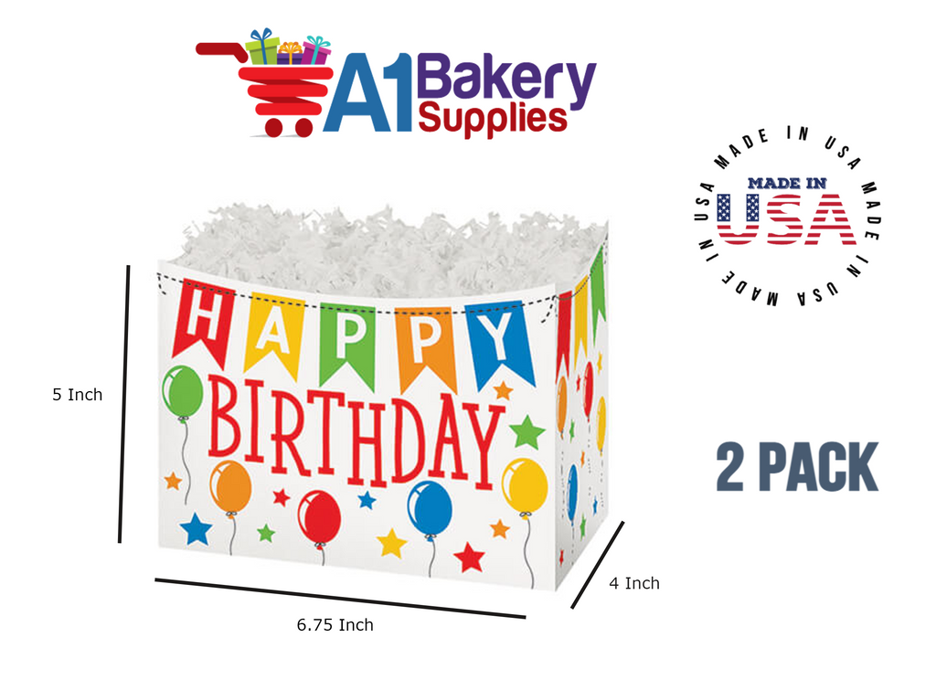 Birthday Banner Basket Box, Theme Gift Box, Small 6.75 (Length) x 4 (Width) x 5 (Height), 2 Pack