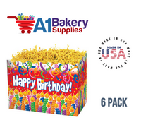 Birthday Candles Basket Box, Theme Gift Box, Large 10.25 (Length) x 6 (Width) x 7.5 (Height), 6 Pack