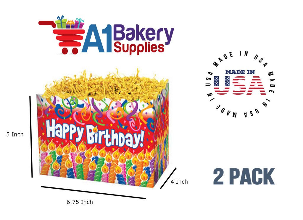Birthday Candles Basket Box, Theme Gift Box, Small 6.75 (Length) x 4 (Width) x 5 (Height), 2 Pack