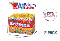 Birthday Candles Basket Box, Theme Gift Box, Large 10.25 (Length) x 6 (Width) x 7.5 (Height), 2 Pack