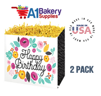 Birthday Flowers Basket Box, Theme Gift Box, Small 6.75 (Length) x 4 (Width) x 5 (Height), 2 Pack