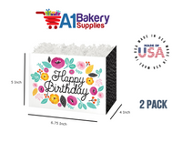 Birthday Flowers Basket Box, Theme Gift Box, Small 6.75 (Length) x 4 (Width) x 5 (Height), 2 Pack