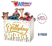 Happy Birthday Stars Basket Box, Theme Gift Box, Small 6.75 (Length) x 4 (Width) x 5 (Height), 6 Pack