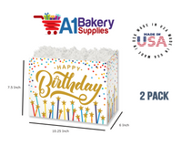 Happy Birthday Stars Basket Box, Theme Gift Box, Large 10.25 (Length) x 6 (Width) x 7.5 (Height), 2 Pack
