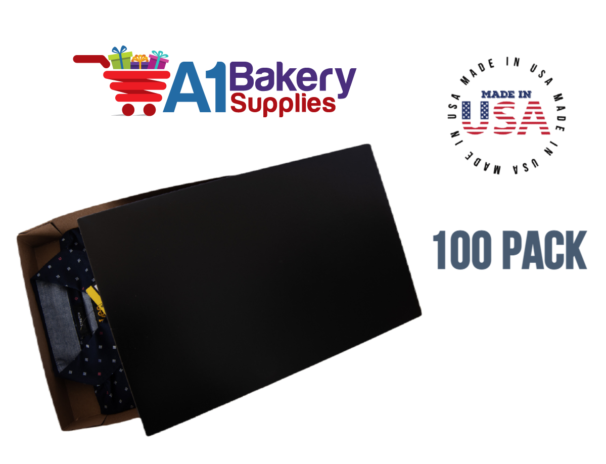 Black Color Apparel Box for Men Shirts Gift Wrap Packaging Boxes, 15 x 9 1/2 x 2" - 100 Pack, Large