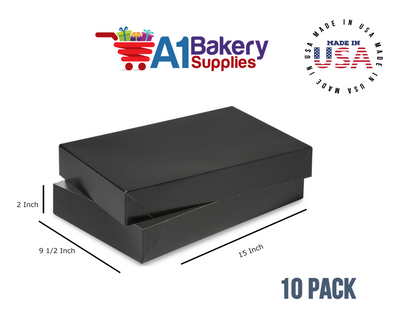Black Color Apparel Box for Men Shirts Gift Wrap Packaging Boxes, 15 x 9 1/2 x 2" - 10 Pack, Small