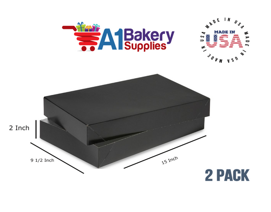 Black Color Apparel Box for Men Shirts Gift Wrap Packaging Boxes, 15 x 9 1/2 x 2" - 2 Pack, Small