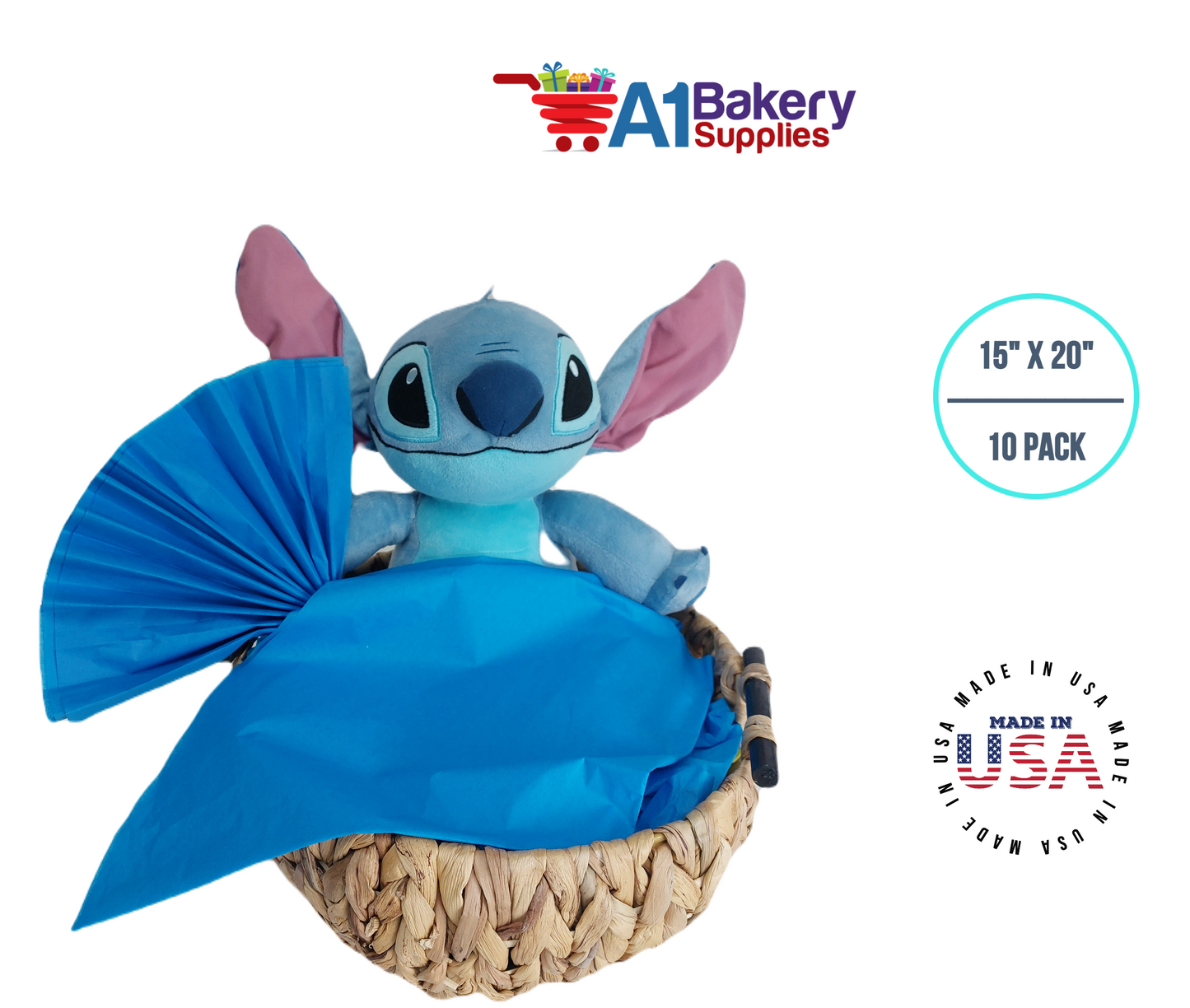 Brilliant Blue Bulk Tissue Paper 15 Inch x 20 Inch - 10 Sheets premium Tissue Paper