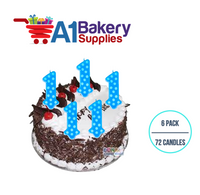 A1BakerySupplies 1st Birthday Polka Dot Candles - Blue Candles 6 pack for Birthday Cake Decorations and Anniversary