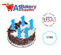 A1BakerySupplies 1st Birthday Polka Dot Candles - Blue Candles 1 pack for Birthday Cake Decorations and Anniversary
