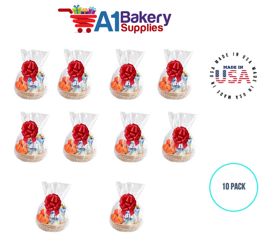 BOPP Sealable Cellophane Bags and Clear Gift Basket Wrap Packaging, 18 in x 30 in, Clear Cello Wrapping for Baby Shower, Wedding Party, or Event Giveaways, 10 Pack