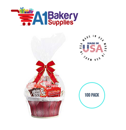 Gusset Basket Size 1.2 MIL BOPP Sealable Cellophane Gift Bags Bags for Gift Packing 4  x 4 x 17 Inch, 100 Pack