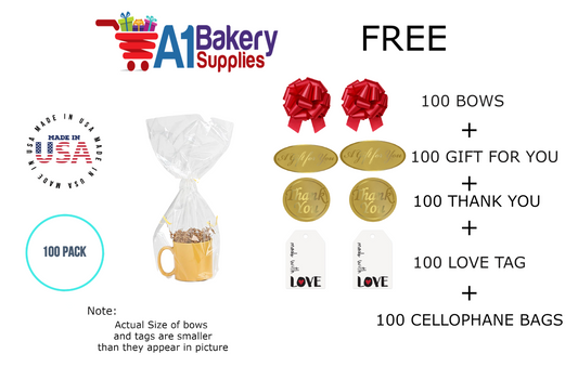 BOPP Sealable Cellophane Bags and Clear Gift Basket Wrap Packaging, 9 in x 20 in, Clear Cello Wrapping for Baby Shower, Wedding Party, or Event Giveaways, 100 Pack