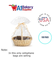 Round Bottom Basket Size 1.2 MIL BOPP Sealable Cellophane Gift Bags Bags for Gift Packing 27 x 35 Inch, 100 Pack