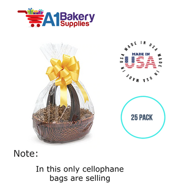 Round Bottom Basket Size 1.2 MIL BOPP Sealable Cellophane Gift Bags Bags for Gift Packing 18 x 24 Inch, 25 Pack