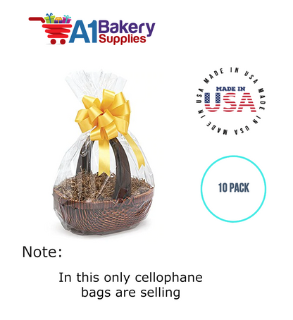 Round Bottom Basket Size 1.2 MIL BOPP Sealable Cellophane Gift Bags Bags for Gift Packing 18 x 24 Inch, 10 Pack
