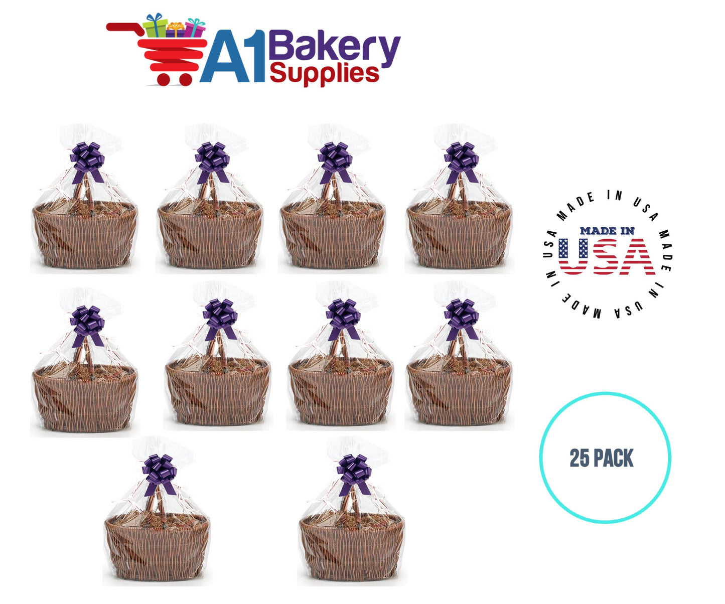 BOPP Sealable Cellophane Bags and Clear Gift Basket Wrap Packaging, 30 in x 40 in, Clear Cello Wrapping for Baby Shower, Wedding Party, or Event Giveaways, 25 Pack