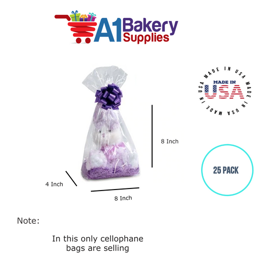 Gusset Basket Size 1.2 MIL BOPP Sealable Cellophane Gift Bags Bags for Gift Packing 8 x 4 x 8 Inch, 25 Pack