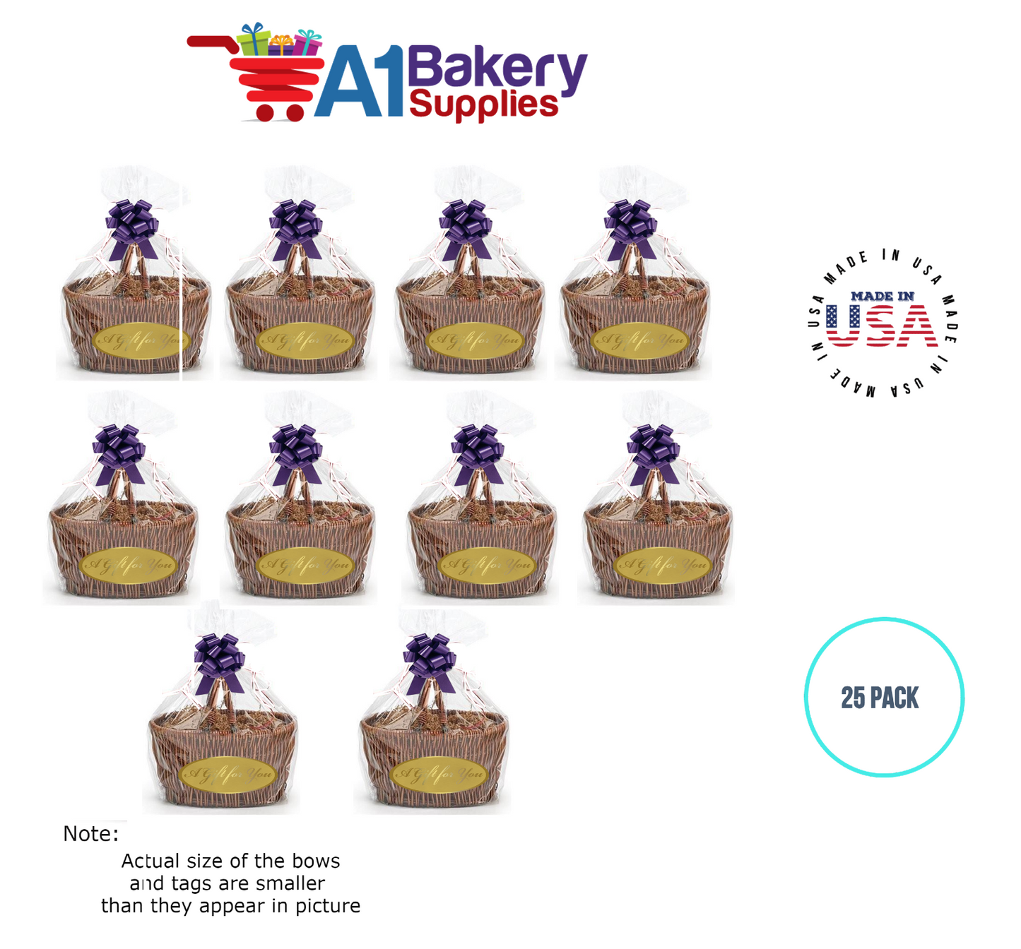 BOPP Sealable Cellophane Bags and Clear Gift Basket Wrap Packaging, 30 in x 40 in, Clear Cello Wrapping for Baby Shower, Wedding Party, or Event Giveaways, 25 Pack