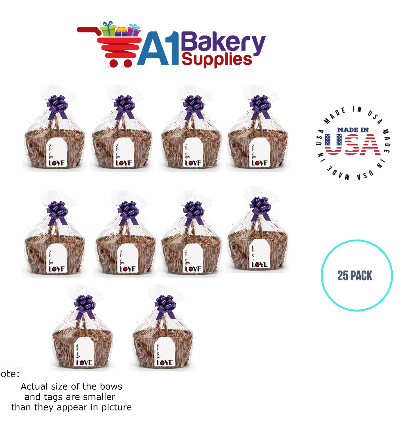 BOPP Sealable Cellophane Bags and Clear Gift Basket Wrap Packaging, 30 in x 40 in, Clear Cello Wrapping for Baby Shower, Wedding Party, or Event Giveaways, 25 Pack