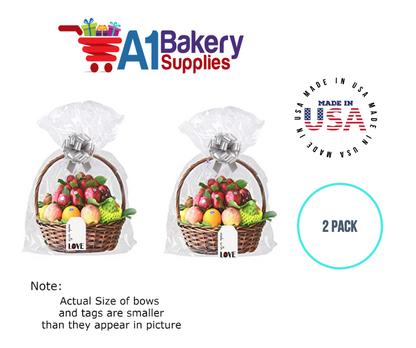 BOPP Sealable Cellophane Bags and Clear Gift Basket Wrap Packaging, 20 in x 30 in, Clear Cello Wrapping for Baby Shower, Wedding Party, or Event Giveaways, 2 Pack