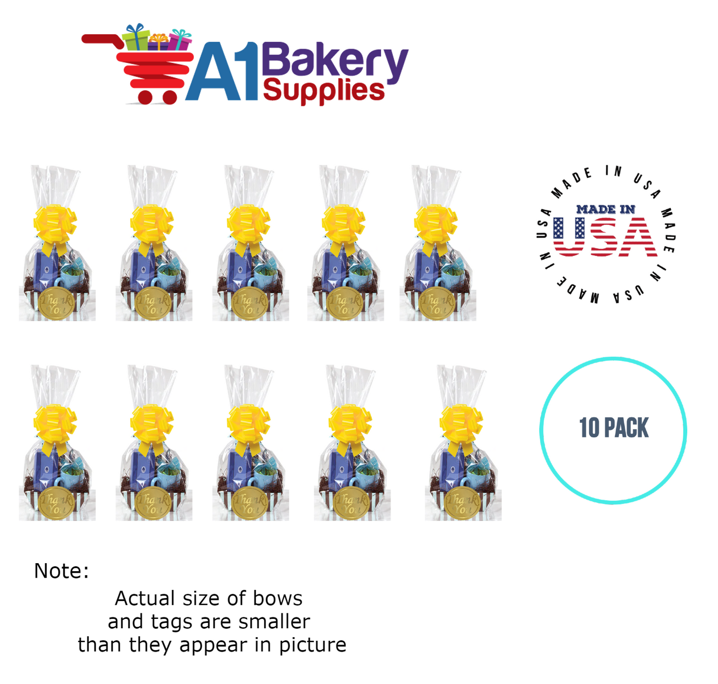 BOPP Sealable Cellophane Bags and Clear Gift Basket Wrap Packaging, 16 in x 24 in, Clear Cello Wrapping for Baby Shower, Wedding Party, or Event Giveaways, 10 Pack