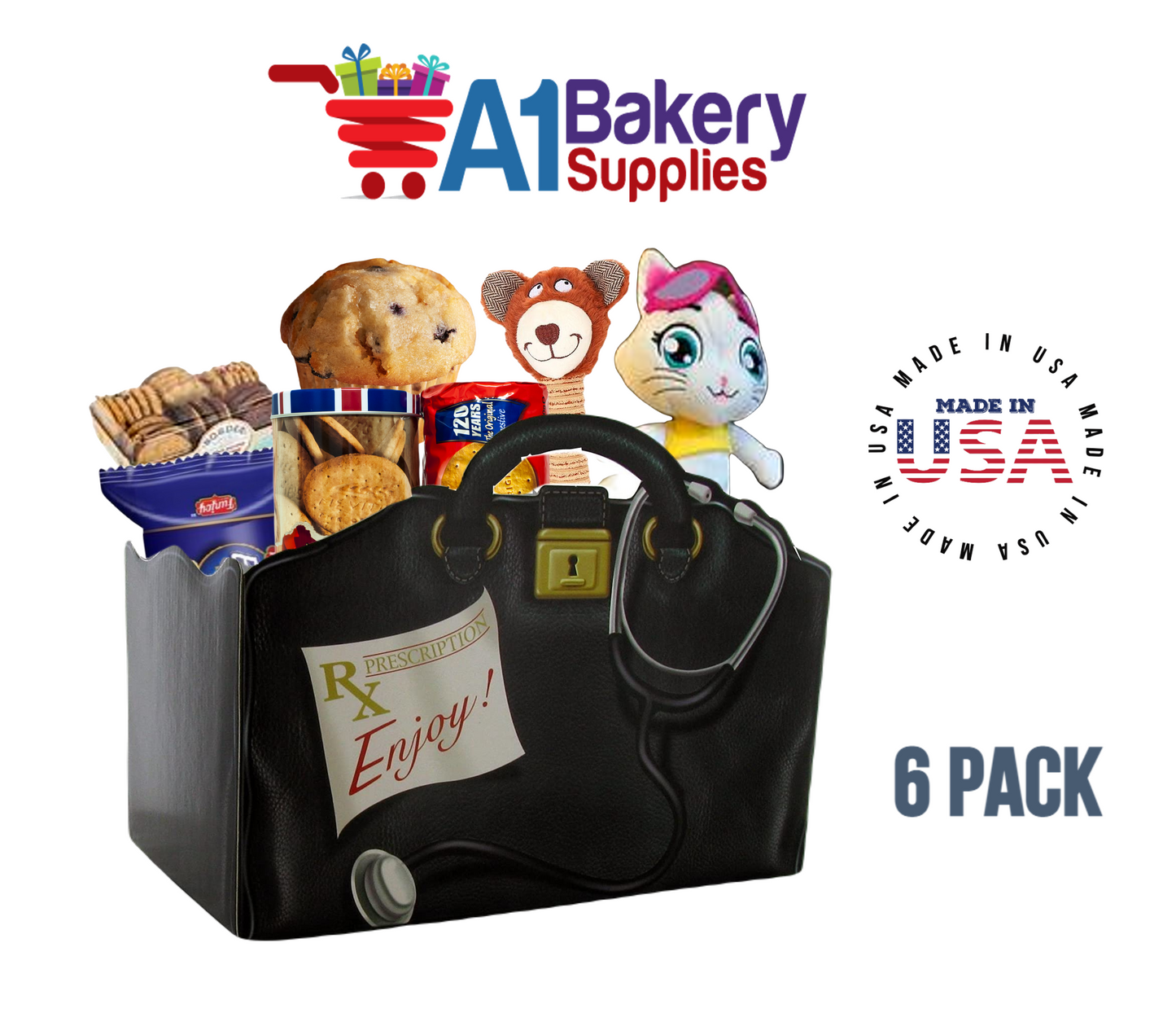 Get Well Doctors Bag, Medical Bag, Nurse Bag, Basket Box, Theme Gift Box, Small 6.75 (Length) x 4 (Width) x 5 (Height), 6 Pack