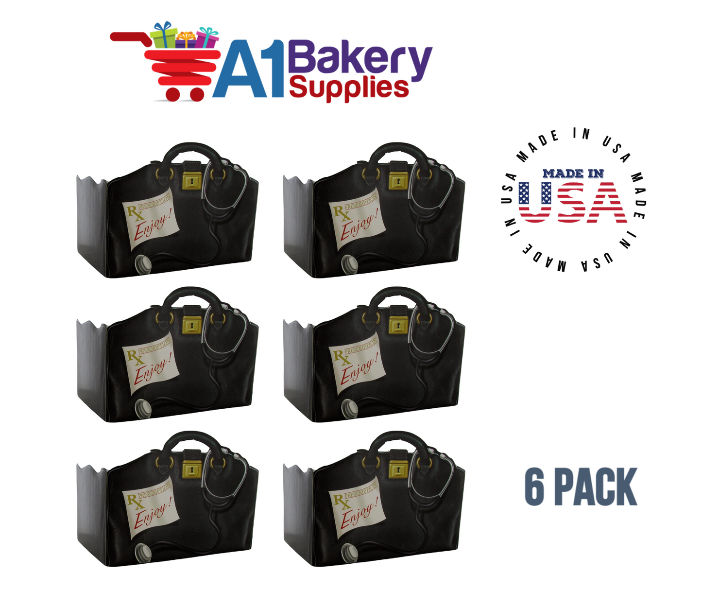 Get Well Doctors Bag, Medical Bag, nurse Bag, Basket Box, Theme Gift Box, Large 10.25 (Length) x 6 (Width) x 7.5 (Height), 6 Pack