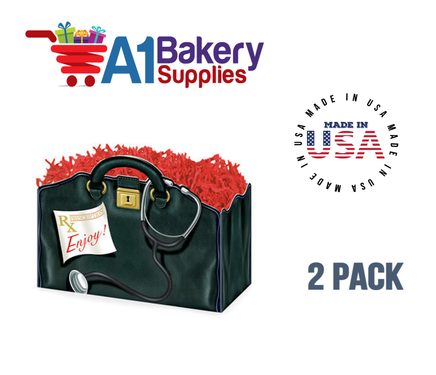 Get Well Doctors Bag, Medical Bag, Nurse Bag, Basket Box, Theme Gift Box, Large 10.25 (Length) x 6 (Width) x 7.5 (Height), 2 Pack