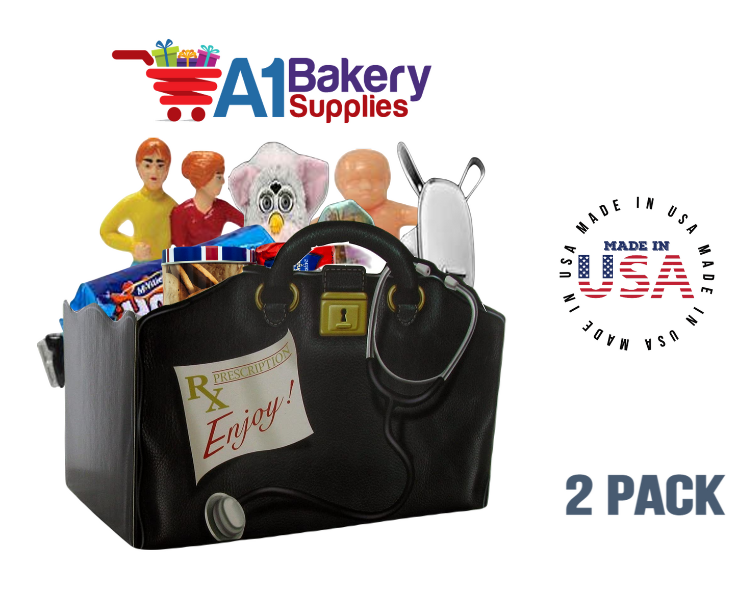 Get Well Doctors Bag, Medical Bag, Nurse Bag, Basket Box, Theme Gift Box, Large 10.25 (Length) x 6 (Width) x 7.5 (Height), 2 Pack