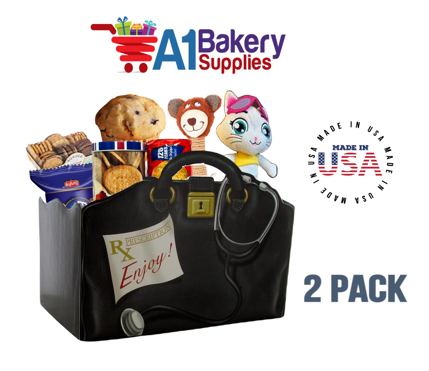 Get Well Doctors Bag, Medical Bag, Nurse Bag, Basket Box, Theme Gift Box, Small 6.75 (Length) x 4 (Width) x 5 (Height), 2 Pack