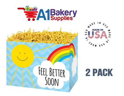 Feel Better Sunshine Basket Box, Theme Gift Box, Large 10.25 (Length) x 6 (Width) x 7.5 (Height), 2 Pack